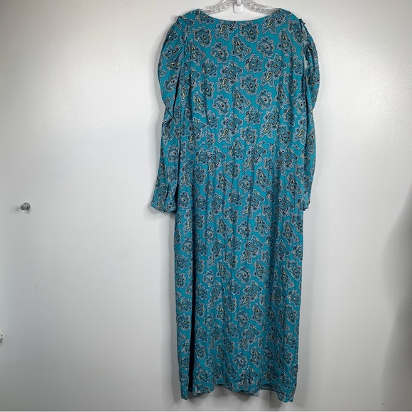 J. Crew Drapey‎ puff-sleeve dress in paisley bunch Maxi Length Womens 18. blue - Picture 4 of 13